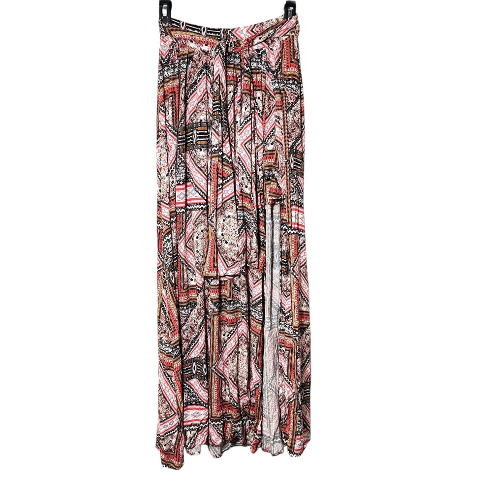 SHYANNE Boho Geometric‎ Print Maxi Wrap Skirt XS Tie Waist Western Festival - Picture 2 of 16